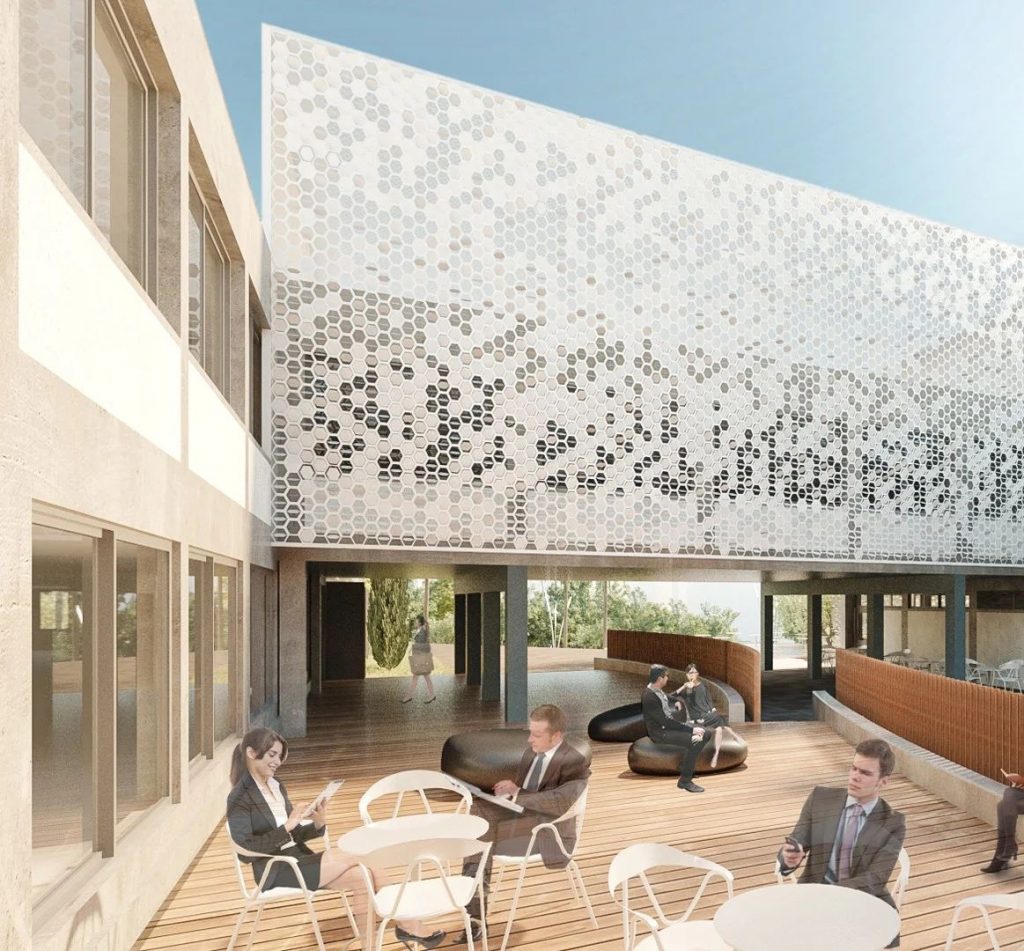 Το νέο συγκρότημα γραφείων στο ακίνητο της ΦΑΜΑΡ στον Άλιμο - Φωτό: A&M Architects