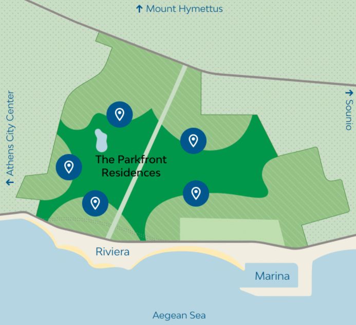 Η τοποθεσία των The Parkfront Residences στο Ελληνικό - Πηγή: Lamda Development
