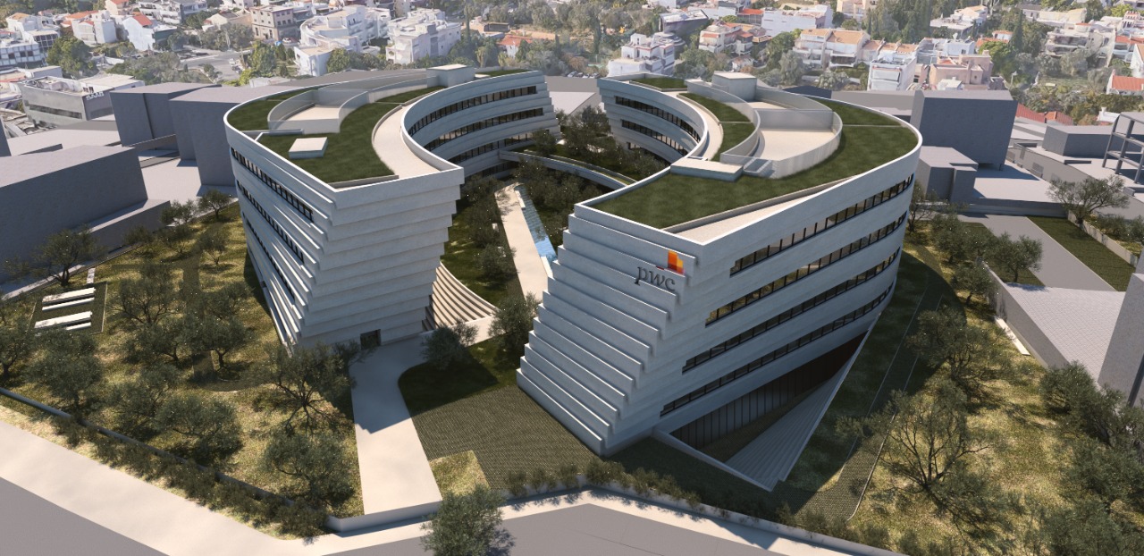 Τα νέα κτίρια γραφείων της PwC που θα αναπτύξει στο Μαρούσι η Dimand - Πηγή: PwC