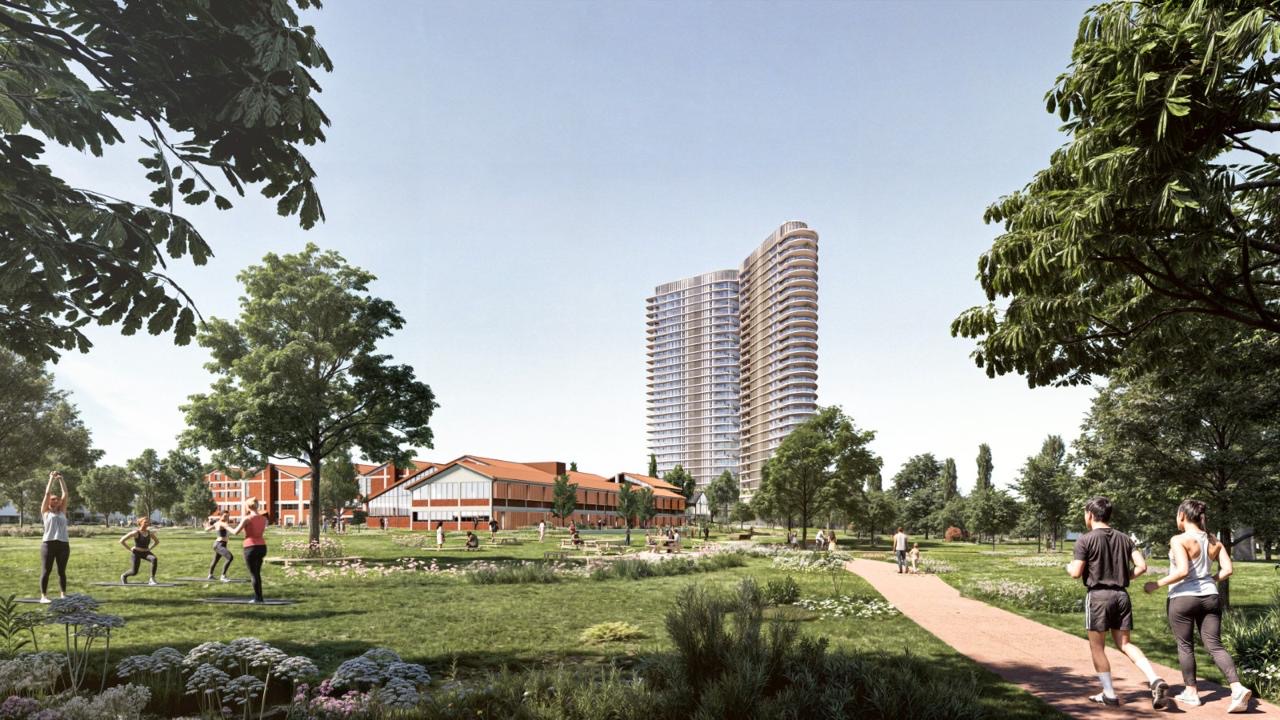 Ο Πύργος Κατοικιών στη μεγάλη επένδυση της ΣΤΑΝΤΑ στο ακίνητο των πρώην Κεραμείων Αλλατίνη στη Θεσσαλονίκη - Πηγή: AVAX